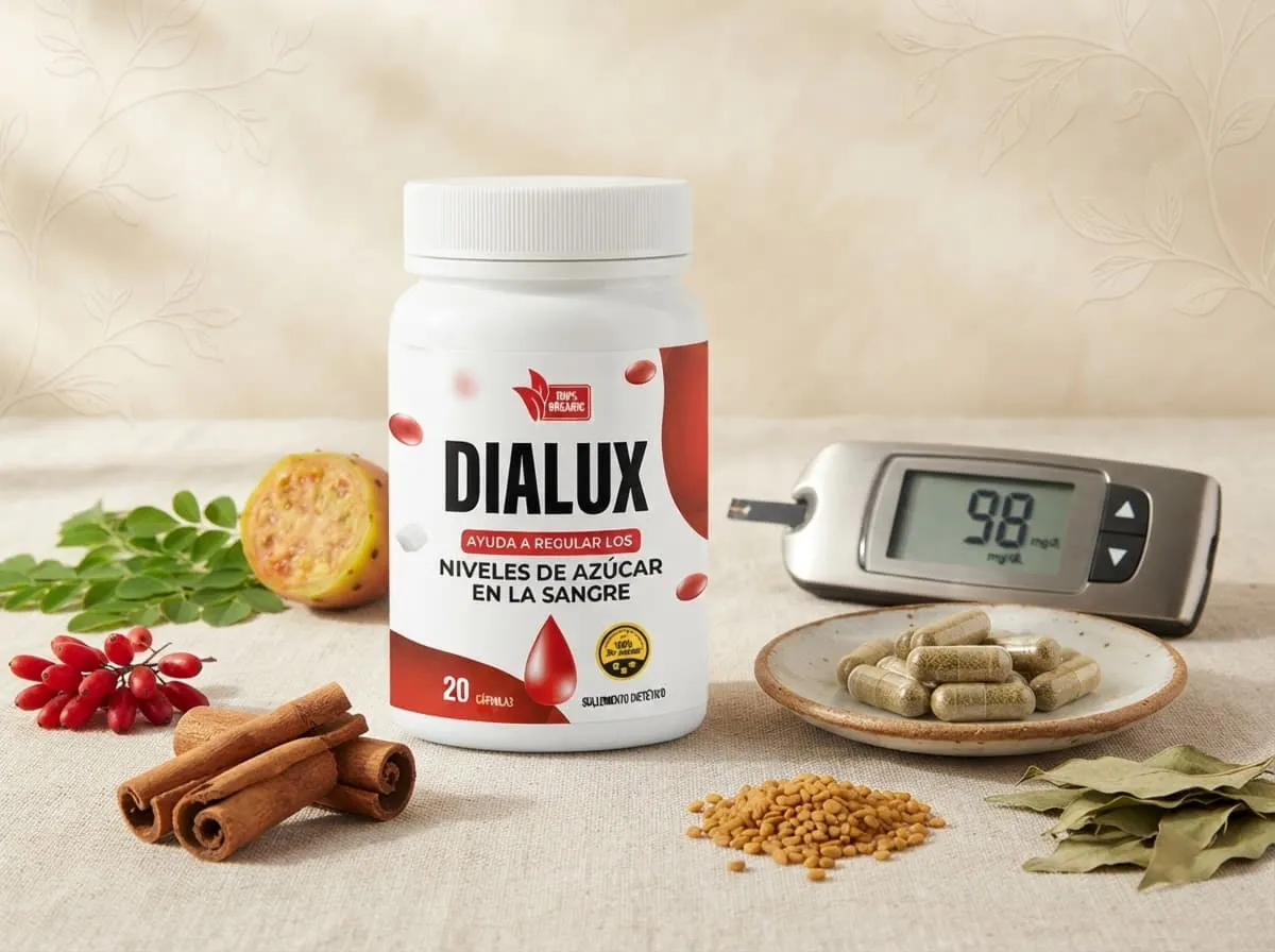 Los seis ingredientes vegetales de Dialux: berberina, canela de Ceilán, nopal, gymnema, moringa y fenogreco