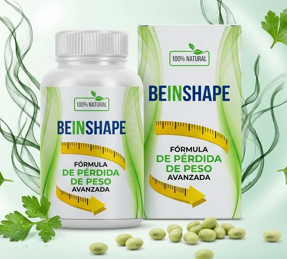 Frasco de BeInShape, fórmula de saciedad con espirulina, soya y perejil
