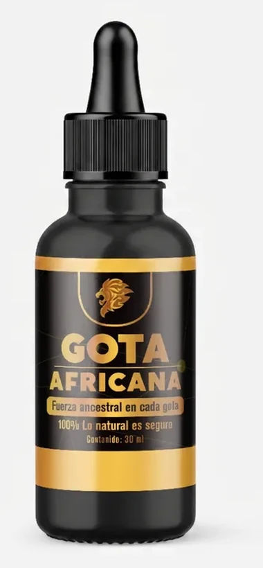 Frasco de Gota Africana, gotas sublinguales con maca peruana, arginina y epimedio