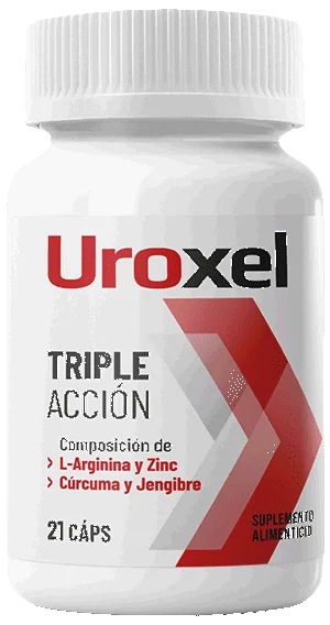 Frasco de Uroxel, fórmula con L-arginina, zinc, cúrcuma y jengibre